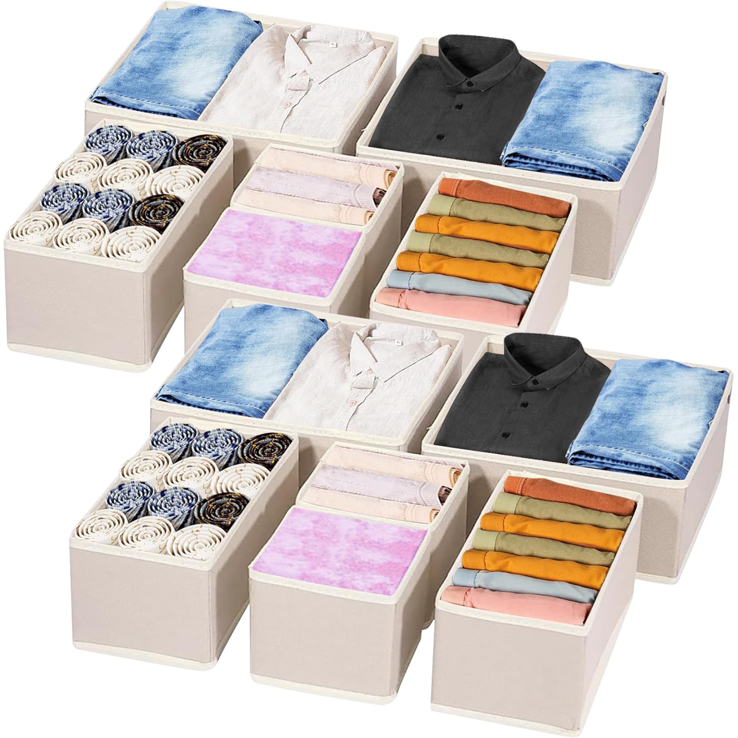 Organiseur de tiroir pour chambre lot de 12 paniers en tissu sous-vêtements