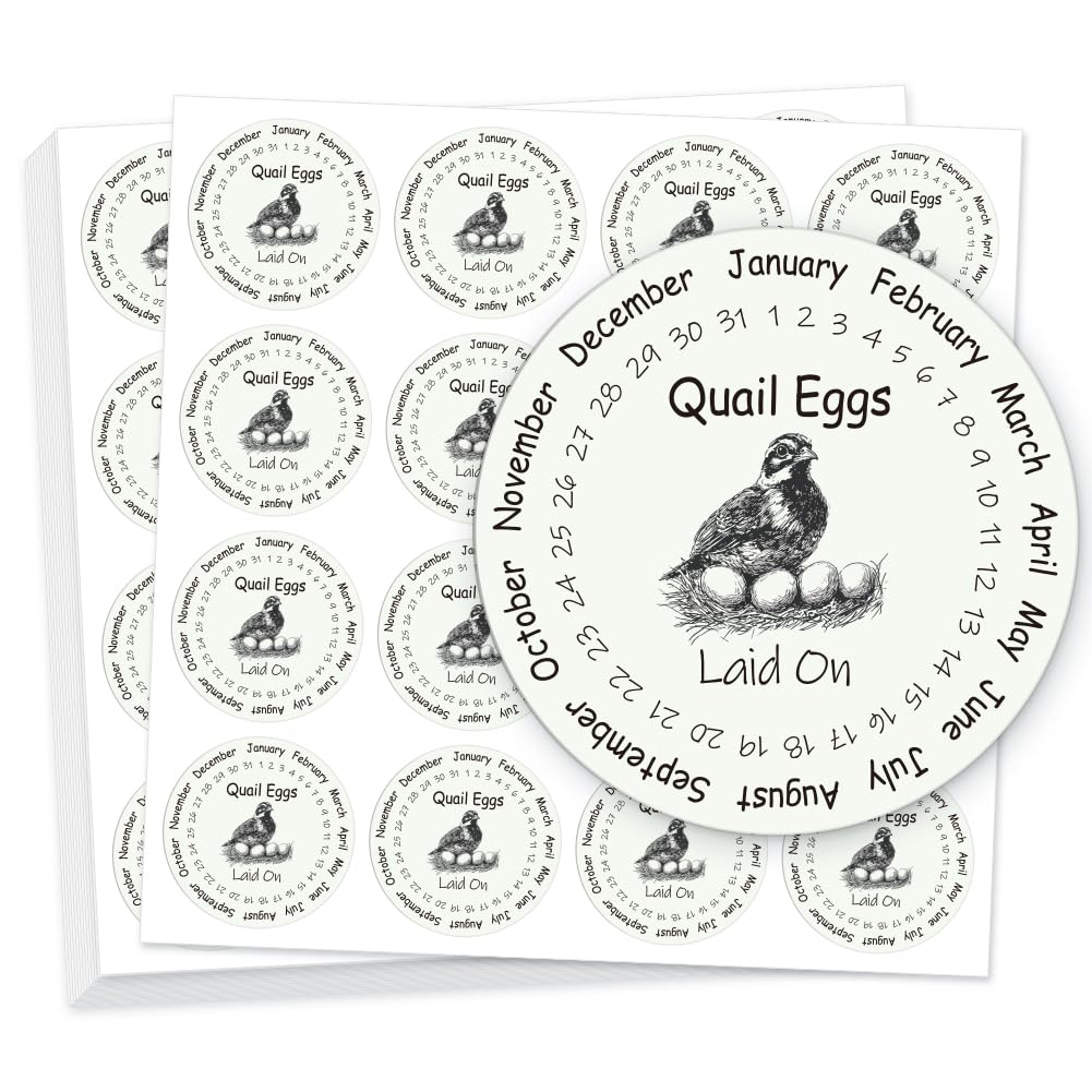 GOMAKERER 320 Pcs Quail Farm Fresh Eggs Stickers, 2 Inch Round Unwashed Eggs Carton Labels Sticker PET Adhesive Egg Packaging Stickers for Box