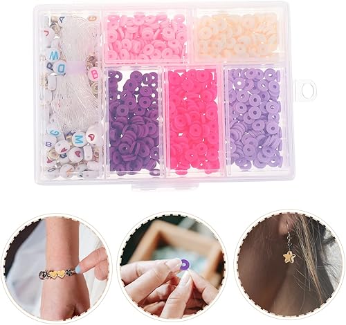 Miniatura 9 de EXCEART Juego de 4 cajas de cerámica suave, cuentas Heishi, manualidades, manualidades, cuentas de arcilla polimérica, suministros para hacer