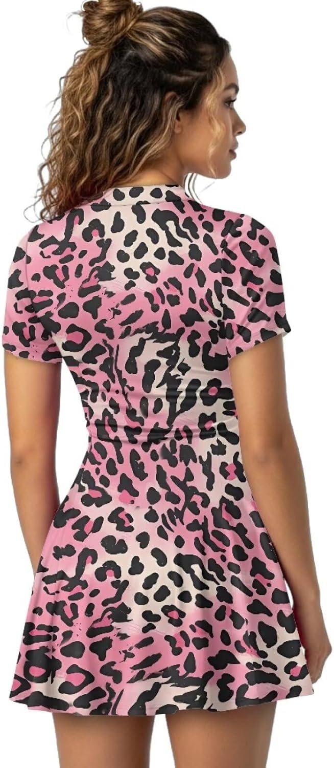 Tennis Dress for Women Athletic Golf Dresses with Shorts Short Sleeves 1/4 Zip Workout Dress