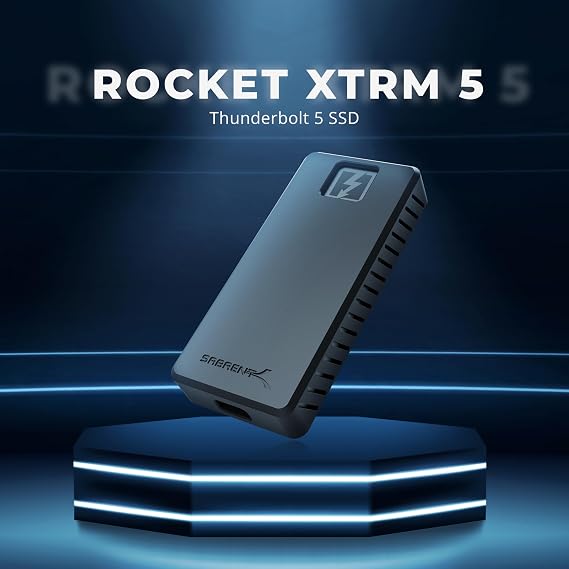 SABRENT Rocket XTRM 5 2TB Thunderbolt 5 Portable SSD, 80Gbps Connection, Up to 64Gbps Transfer, Compatible with TB4 TB3 USB4 USB 3.2 20Gbps 10Gbps 5Gbps, Rugged Aluminum and Silicone (SB-XTM5-2TB)