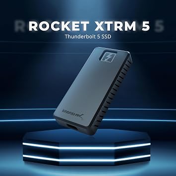 SABRENT Rocket XTRM 5 2TB Thunderbolt 5 Portable SSD, 80Gbps Connection, Up to 64Gbps Transfer, Compatible with TB4 TB3 USB4 USB 3.2 20Gbps 10Gbps 5Gbps, Rugged Aluminum and Silicone (SB-XTM5-2TB)