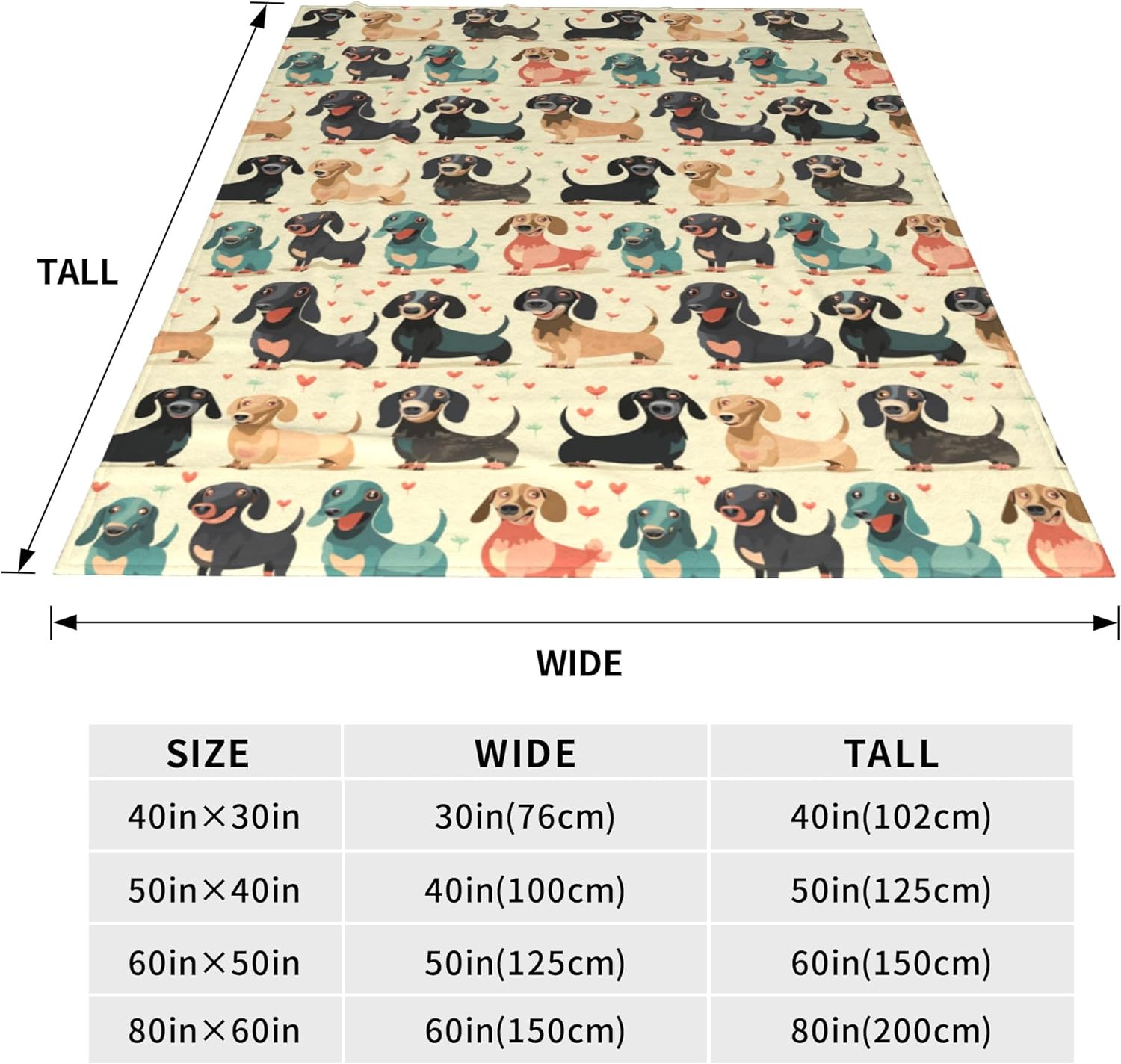 Dachshund Throw Blanket Flannel Soft Fleece Blankets Cozy Plush Comfy Microfiber Throws Decor for Couch Living Room Bed Sofa Camping Travel Lightweight Presents for Women Girls 60"x50" - Image 9