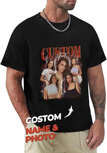Personalized Photo Custom Tshirt, Mens T-Shirts Couple and Family Designs, Perfect for Parties, Anniversaries, and Special Occasions Black
