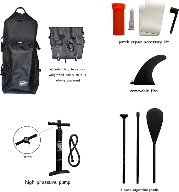 10'6/11'Inflatable Stand Up Paddle Board Yoga Traveling Board for Surfing Everything Included with Adj Floating Paddle, Hand Pump, ISUP Travel Backpack, Leash, Fin.