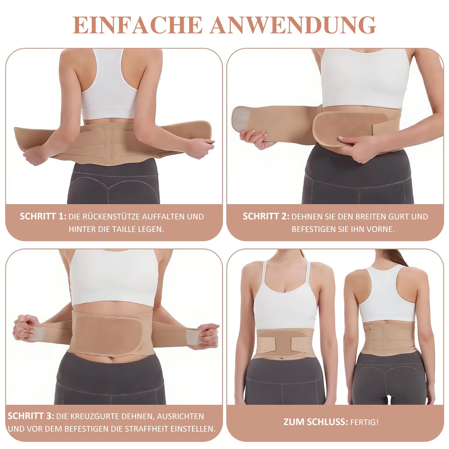 Cinturón de apoyo lumbar ultrafino e invisible para mujer, cinturón lumbar para mujer, cinturón lumbar transpirable para el día a día, oficina, deporte y hogar, discreta debajo de la ropa, marrón, M