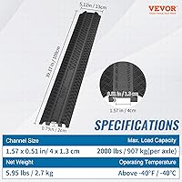Vista 20 de VEVOR Rampa de cubierta de cable de caída de 3 piezas, capacidad de carga de 2,000 libras/eje, rampa protectora de manguera de cable resistente