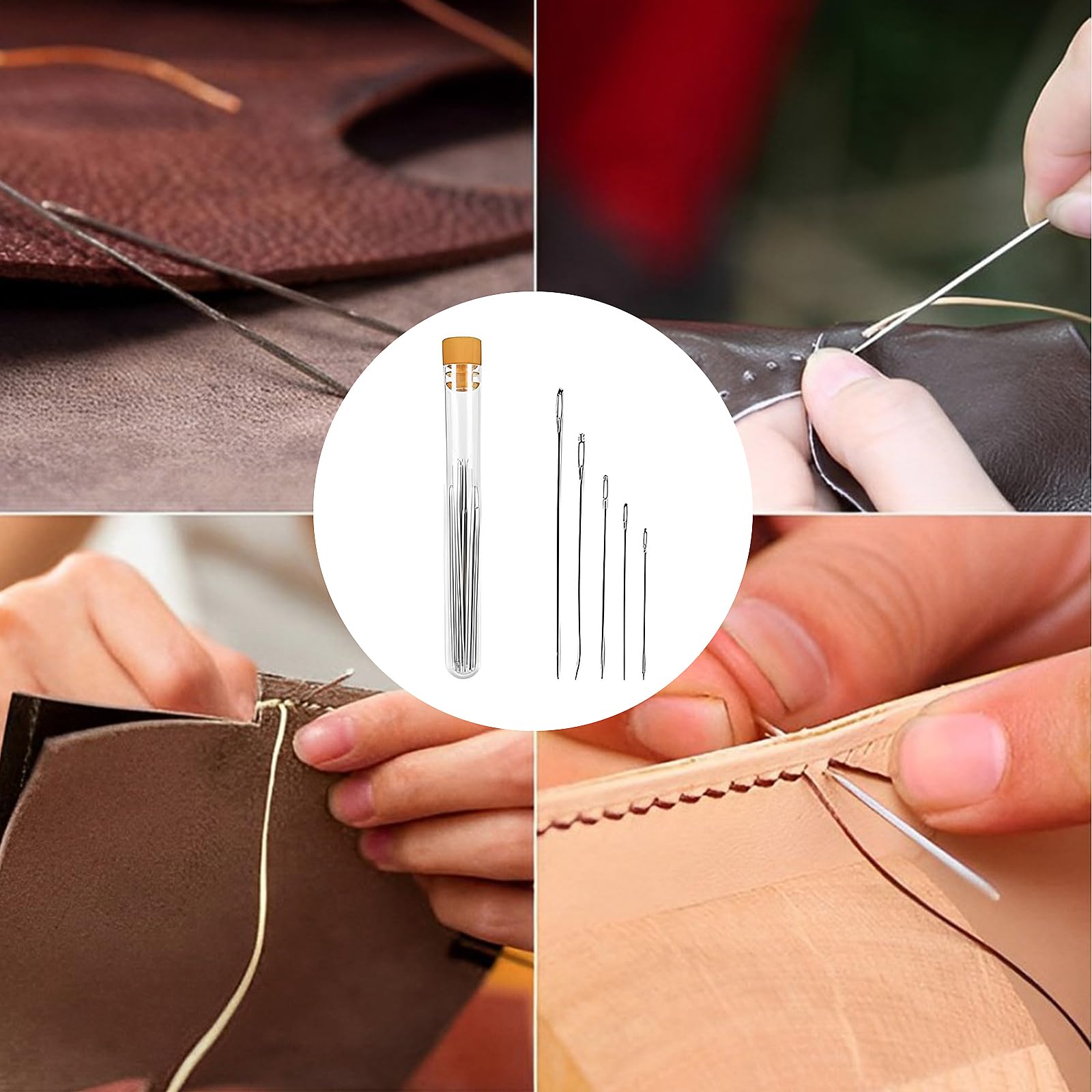 57 stuks leren naaiset, basisuitrusting, reparatieset met naainaalden, naaipaal, naadscheider, naaigaren set, naaigaren set, multifunctionele doe -het-zelf ledernaaiset