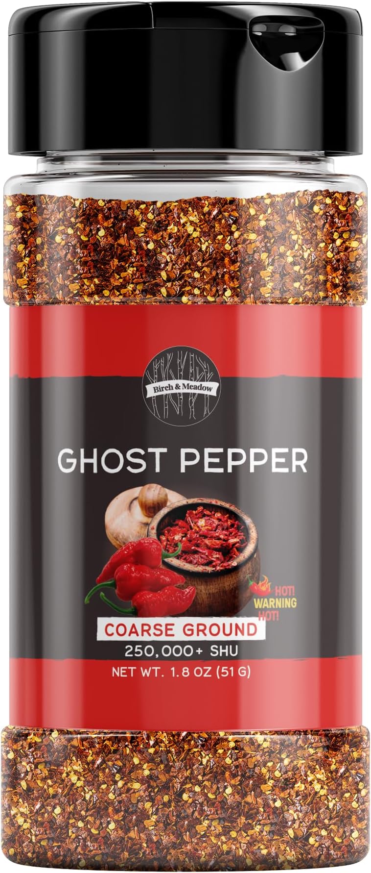 Birch & Meadow, Ghost Pepper Flakes, 250,000+ SHU, Extremely Hot Bhut Jolokia Chile Peppers (1.8 Ounce)