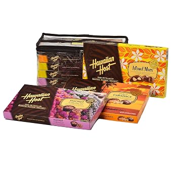 Hawaiian Host Chocolate Macadamia Assortment 6 Pack 2 Maui Caramacs, 2 Island Macs, 2 MacNut Crunch