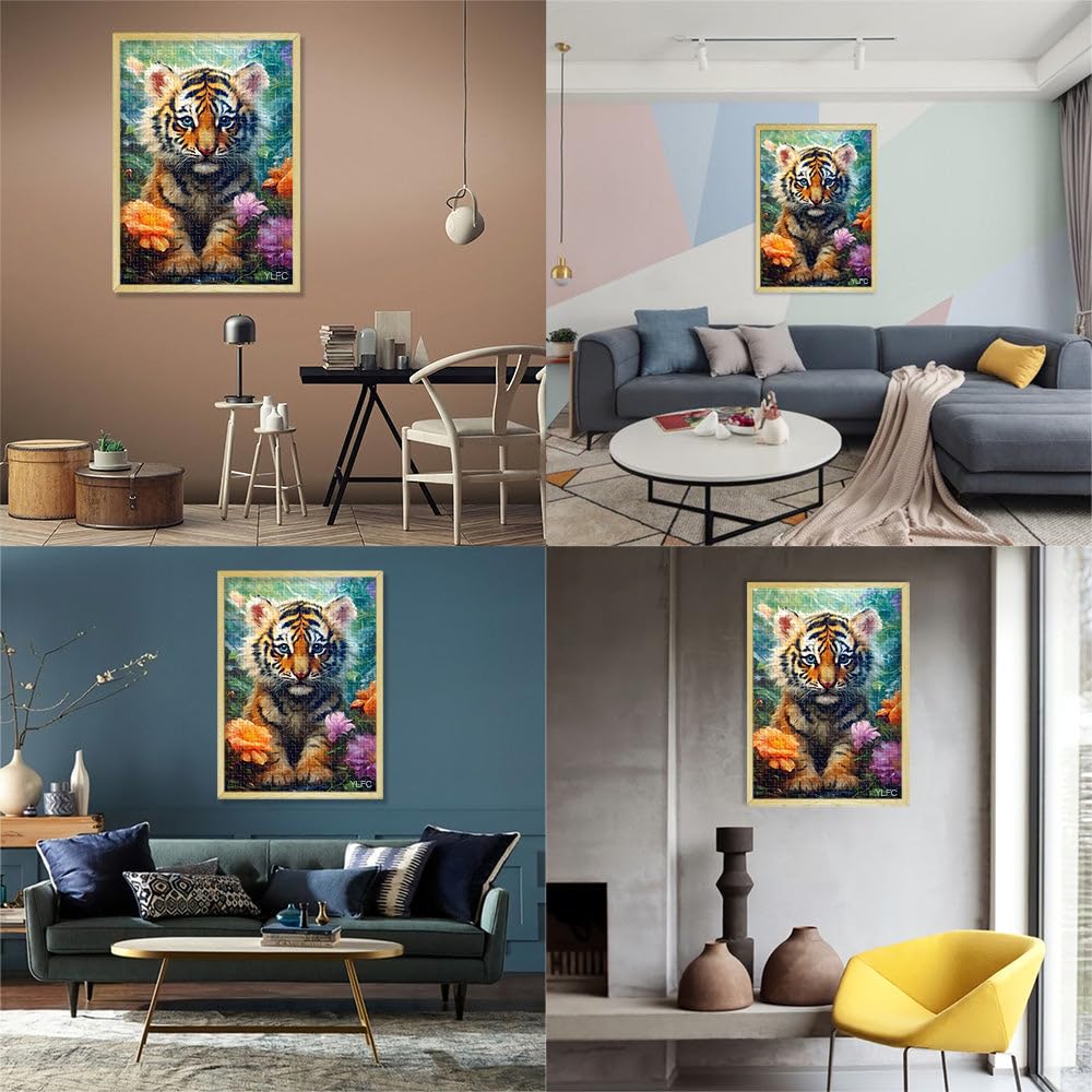 Puzzle 2000 pièces Adultes, Mignon bébé Tigre, Jeux éducatifs la Maison, Jouets à Faire soi-même, Superbes Cadeaux et Jouets, 27,56 po x 39,37 po, Adolescents, à partir de 14 Ans