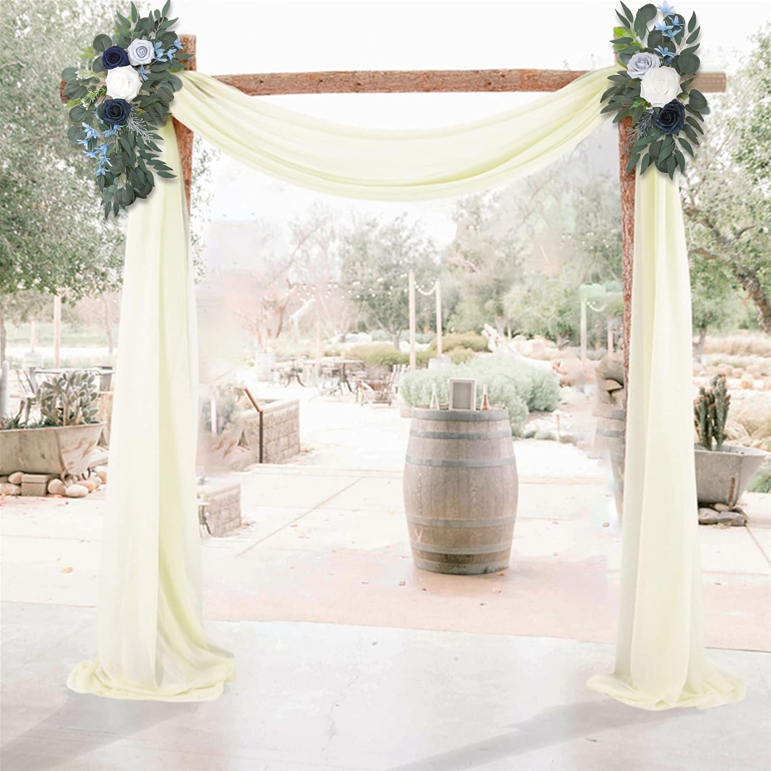 BFYDOAA Artificial Wedding Arch Flowers for Welcome Sign,2PCS Silk Rose Floral Swags for Wedding Party,Reception and Ceremony Background Decoration