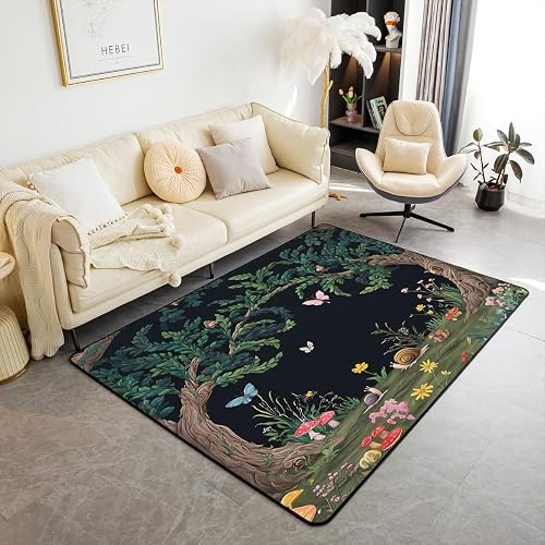 jejeloiu Mushroom Decor Cartoon Area Rug Bedroom Living Room 3x5 Non-Slip