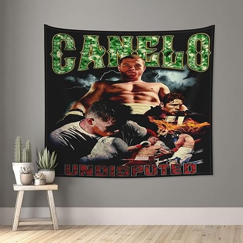 Miniatura 2 de AKSHAYGUN Canelo Boxer Álvarez - Tapiz de campeón mundial de boxeo para colgar en la pared, tapiz estético, fondo para sala de estar, dormitorio,