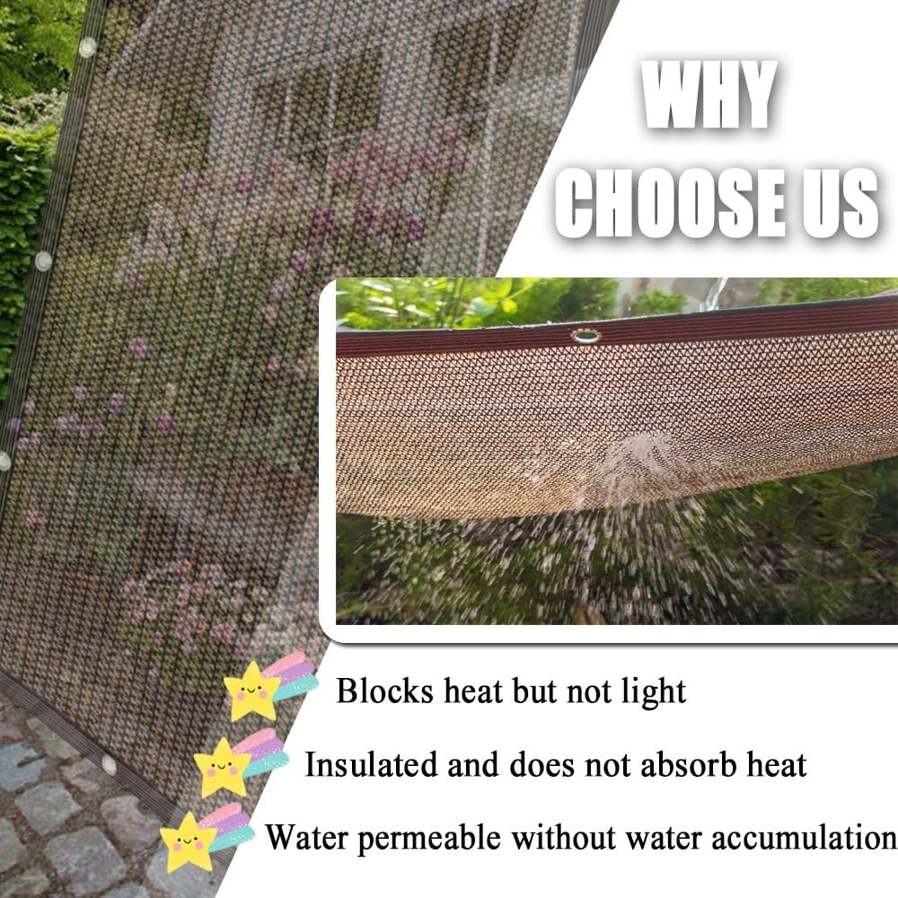 抗紫外線ネット95% 遮光ネット 日除け シェード 茶色 日よけ シェード 日除けシート 風通し良い プライバシー保護 1X4M 2
