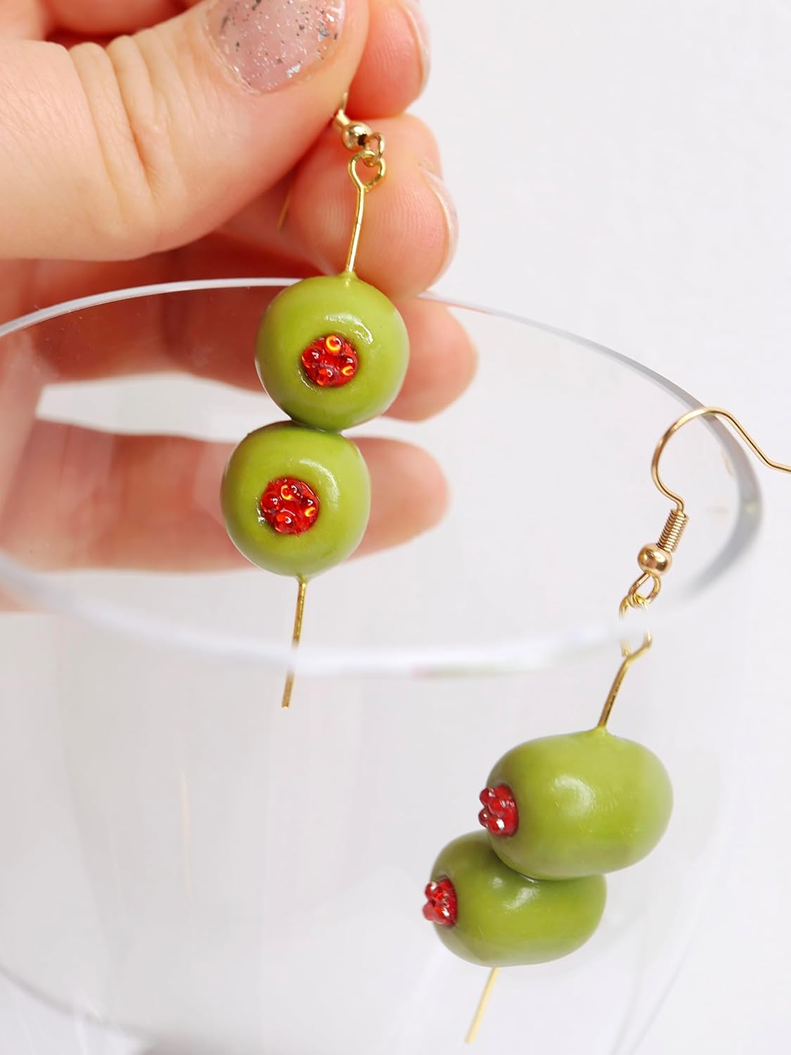 Handmade Olive Cocktail Earrings/Olive Earrings/Olive Martini Earrings/Fun Food Earrings/Olive Gift/Olive Jewelry/Olive Lover Gift/Olive Pimento
