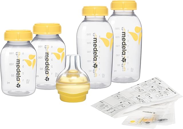 Medela 008.0385 Zestaw do Karmienia Niemowląt, Przezroczysty/Żółty, 4 Sztuki