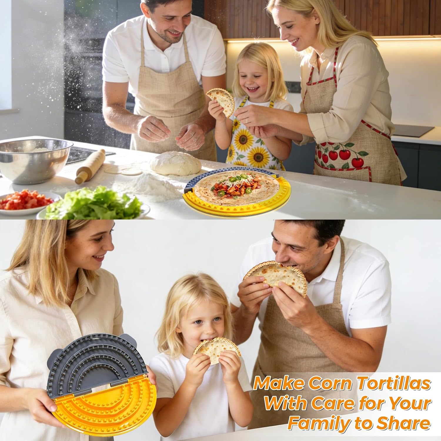 Tiiyee 4-In-1 Tortilla Sealer, 4/6/8/10 Inch Empanada Maker Press, Adjustable Quesadilla Maker, Detachable Leak Proof Wave Tooth Design, Make Sealed Tacos, Crumpet, Calzones, Burritos, Dumpling