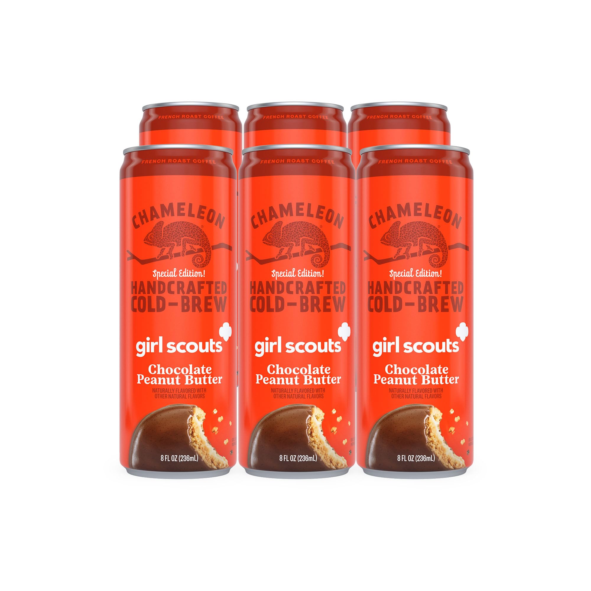 Chameleon Cold BrewCoffee Latte, Girl Scout Peanut Butter, 8 oz Canned Coffee (6 pack)