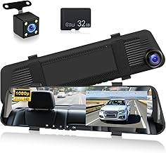 NHOPEEW 1080P Spiegel-Dashcam mit 4,5-Zoll-Bildschirm, Front- und Rückkamera, Loop-Aufzeichnung, Parkhilfslinien, Nachtsicht, Belichtungssteuerung, Plug & Play, 32 GB Karte