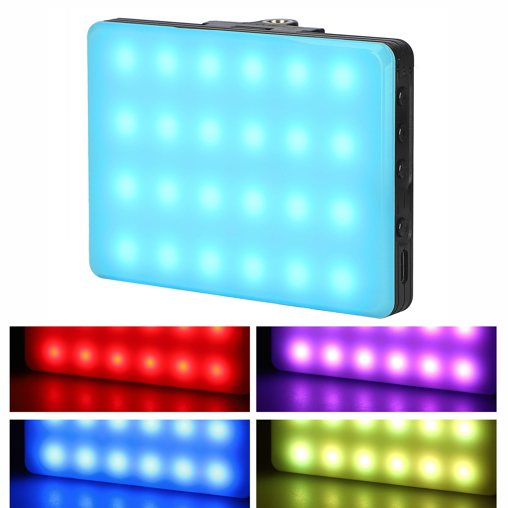 ayex SL60AI - Luce LED per smartphone USB ricaricabile, illuminazione perfetta di ritratti, immagini di prodotti, Vlogs, selfies o Livestream, dimmerabile, 3200-5600k, 60 perline LED