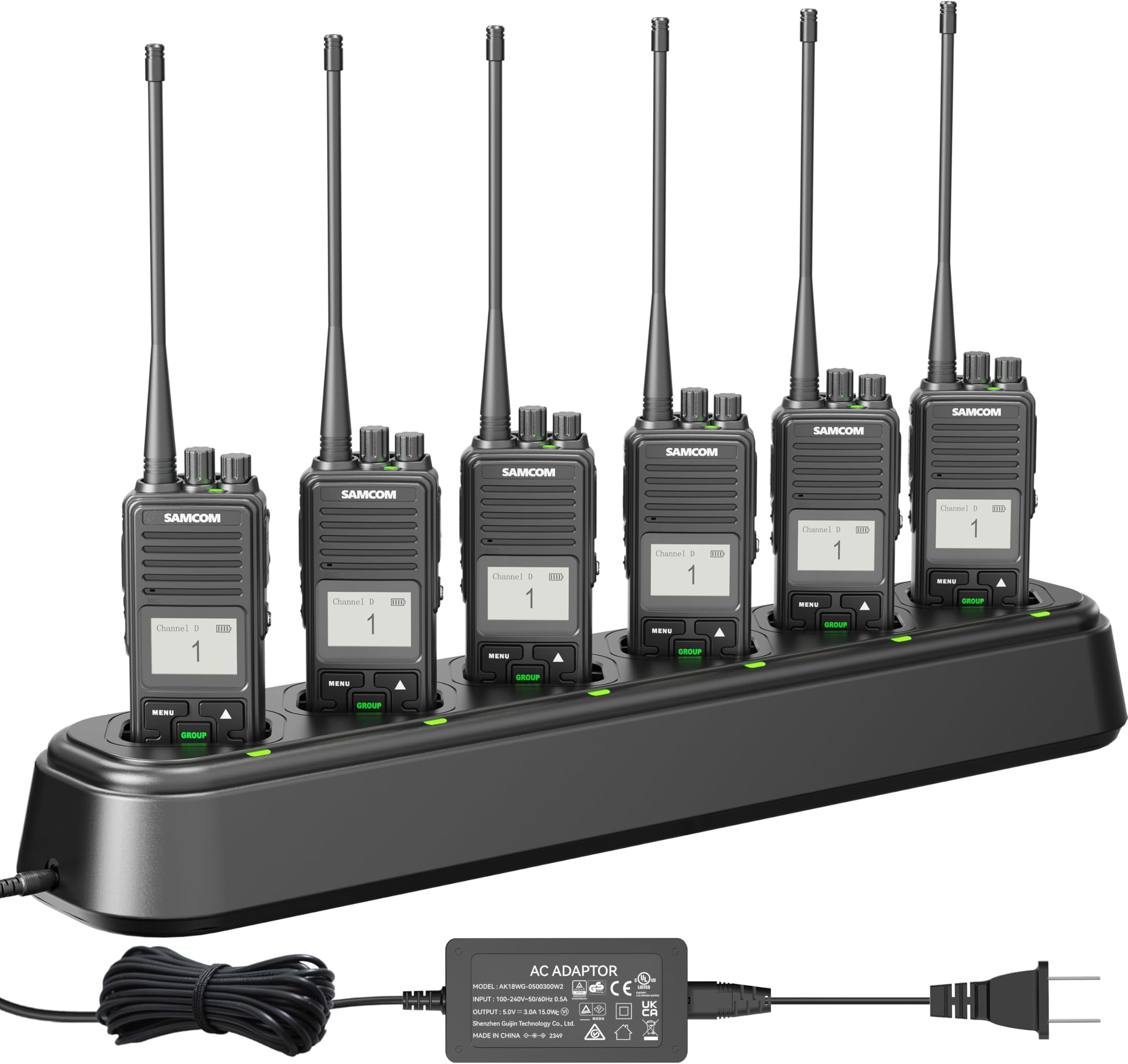 SAMCOM FPCN10A Two Way Radios Walkie Talkie Professional Business Rechargeable 3000mAh Handheld UHF 2 Way Radios Two-Way Radio(6 Pack) with 6 Way Multi Gang Charger for Industrial Commercial