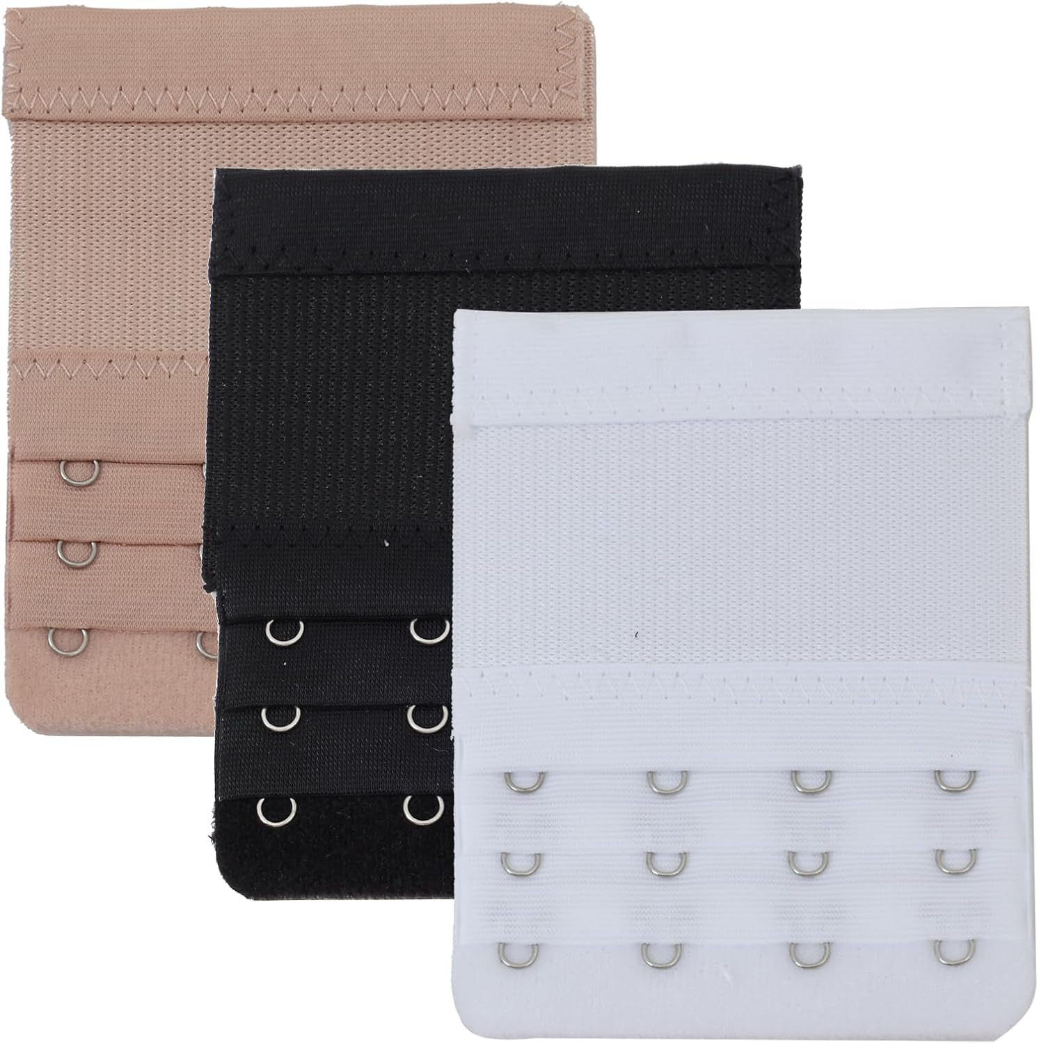 Bra Strap Extenders, Women Elastic Extensions Bra Extender Set, 6 Piece,Skin,White,Black