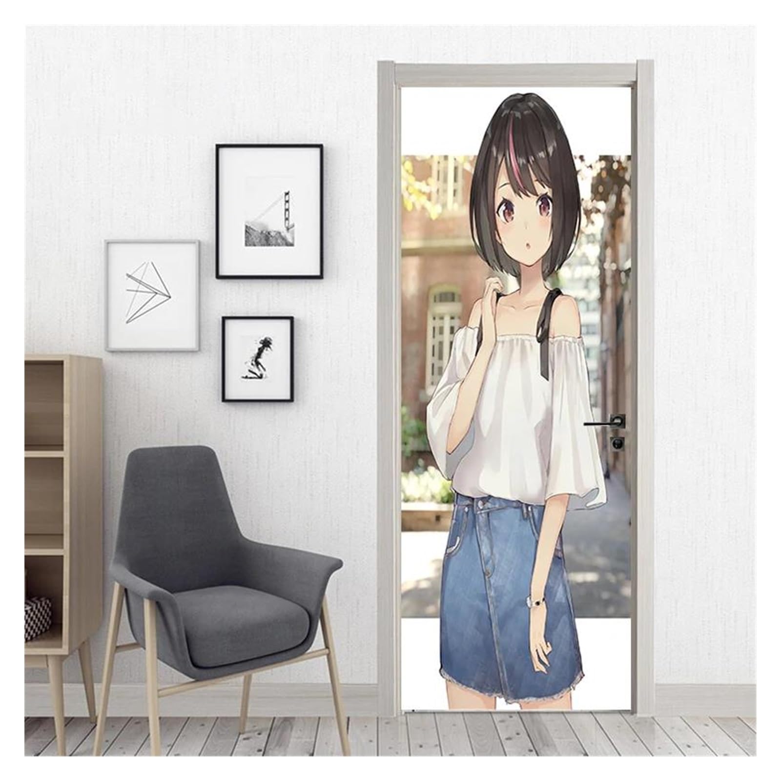 Papier peint en vinyle de porte pour masquer les imperfections décoration murale chambre