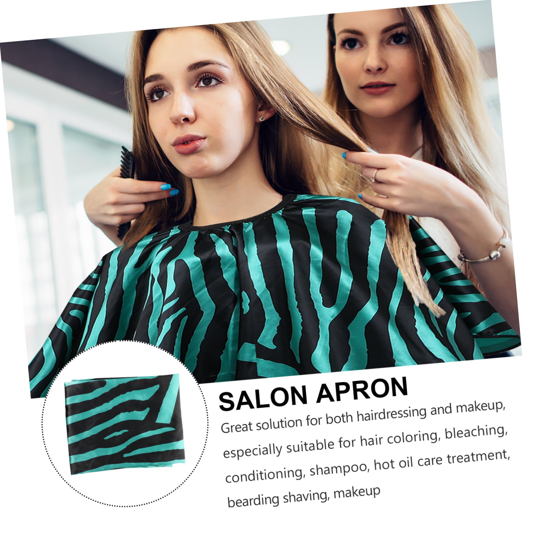 Capa de Peluquería Patrón Verde Cebra, Talla Grande, Antiadherente, para Salón y Barbería Profesional, Suministros para Cortar y Teñir el Cabello