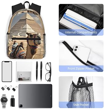 Travel Backpack for Women Men Lightweight Laptop Bag Pyramid Camel Backpack Casual Daypack