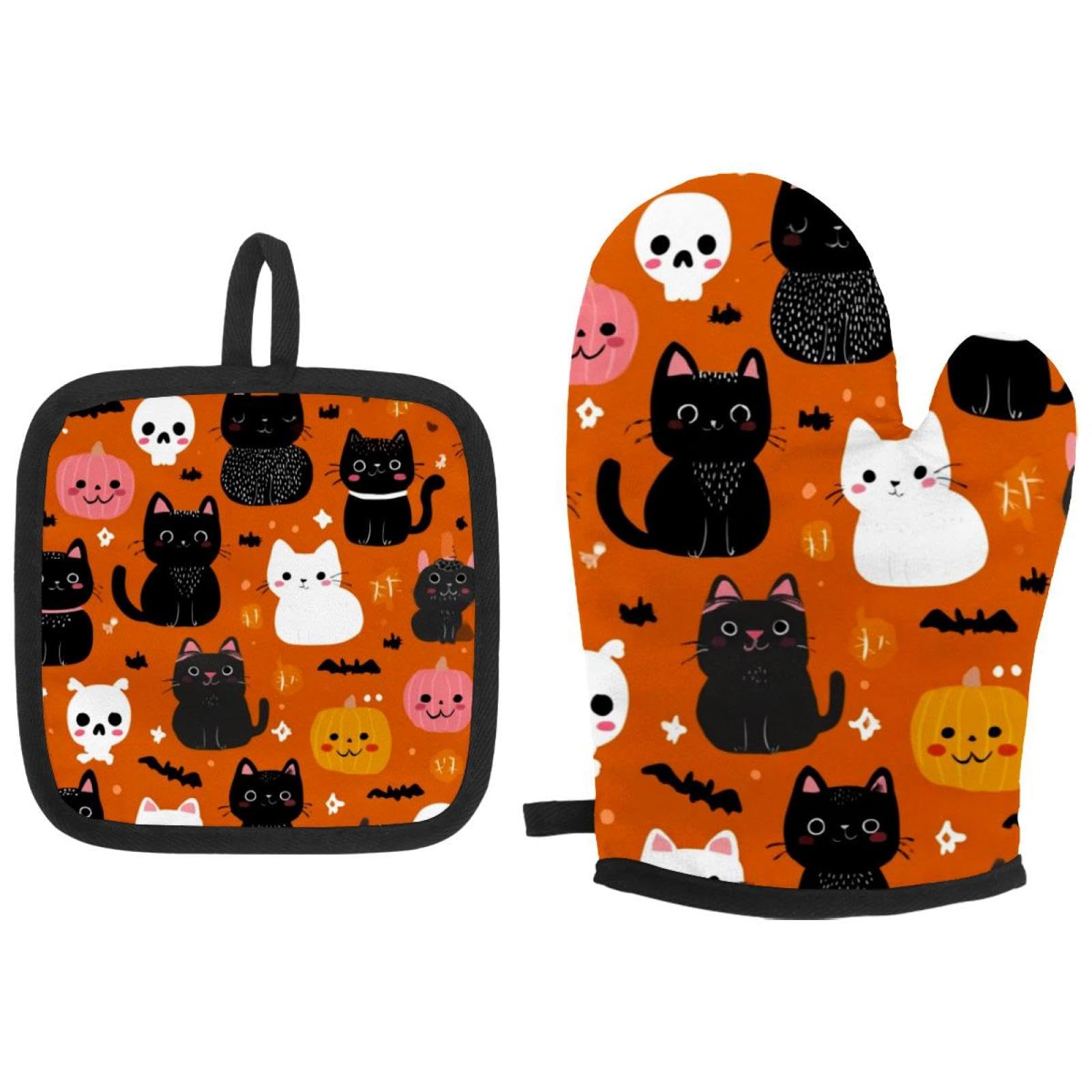 Lot de maniques mignonnes pour décoration de table et barbecue festif d'Halloween