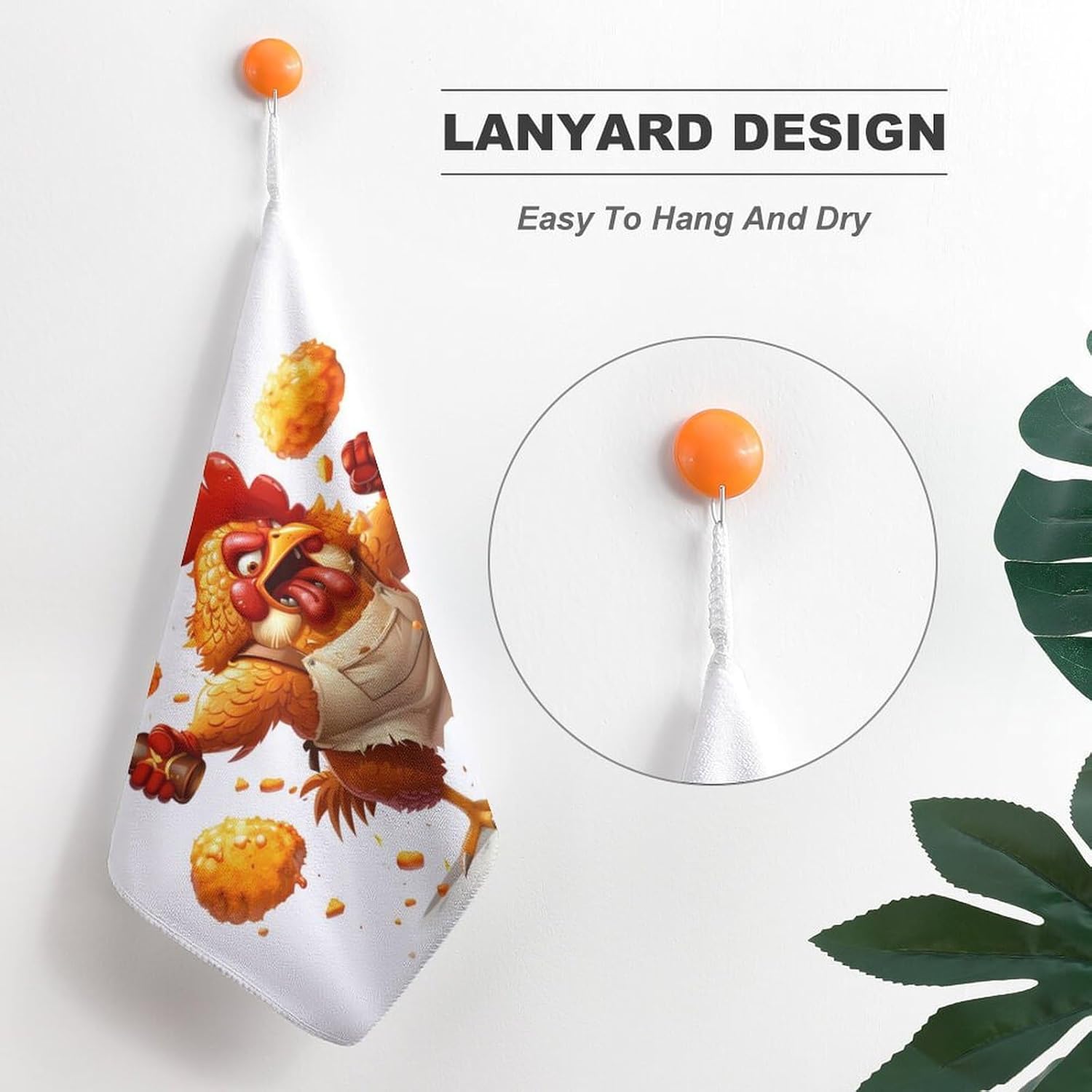 Kung Fu Cock Rooster with Beer Hand Towels for Bathroom Kitchen Towels Small Towel Handkerchiefs with Hanging Loop 4PCS