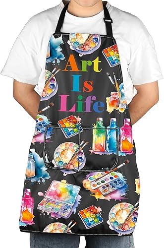 JXGZSO Delantal de pintor para artistas, regalo para amantes del arte, pintor, regalo para artistas, delantal impermeable con bolsillo