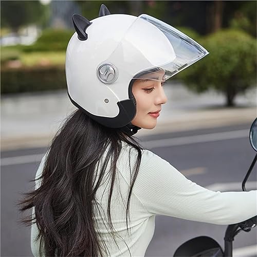 Miniatura 6 de Cool Cat Ear - Casco eléctrico para motocicleta Vespa con visera retro 34 de cara abierta, casco de moto de suciedad para scooter, ciclomotor, casco