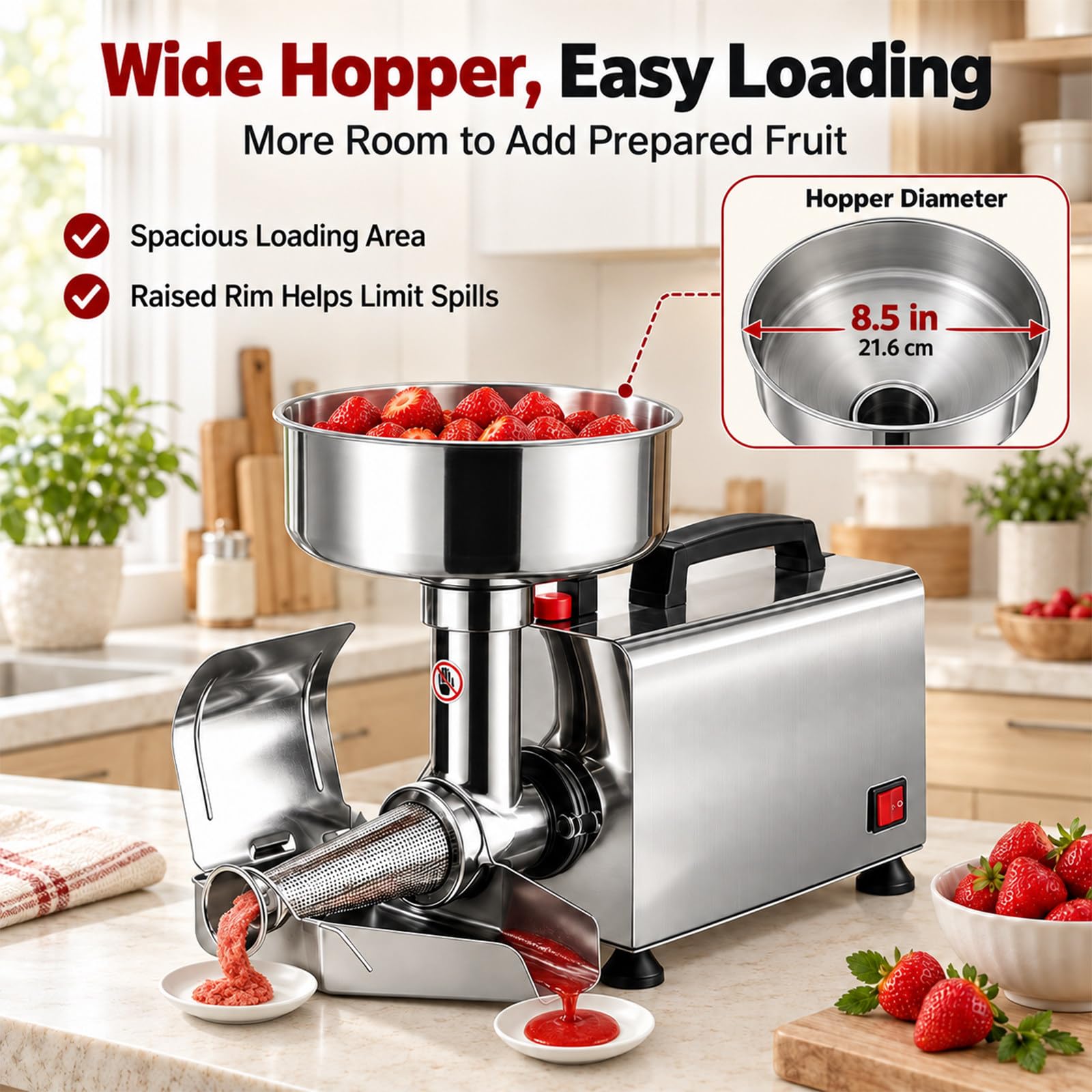 Passapomodoro Professionale 450W, Inox 304 per Salsa e Marmellata