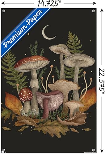 Miniatura 3 de Trends International Dibujo episódico - Póster de pared de hongos otoñales, 14.72 x 22.37 pulgadas, paquete de póster premium y alfiler