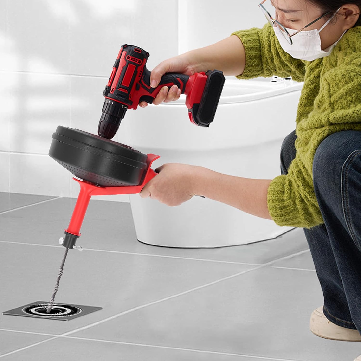 Drain Auger, Manganese Steel Spring Multipurpose Drain Clog Remover, Unclog Toilet | Toilet Unclogger | Hair Removal Tool | Sewer Clean Out for Kitchen Bathroom (5 Meters)