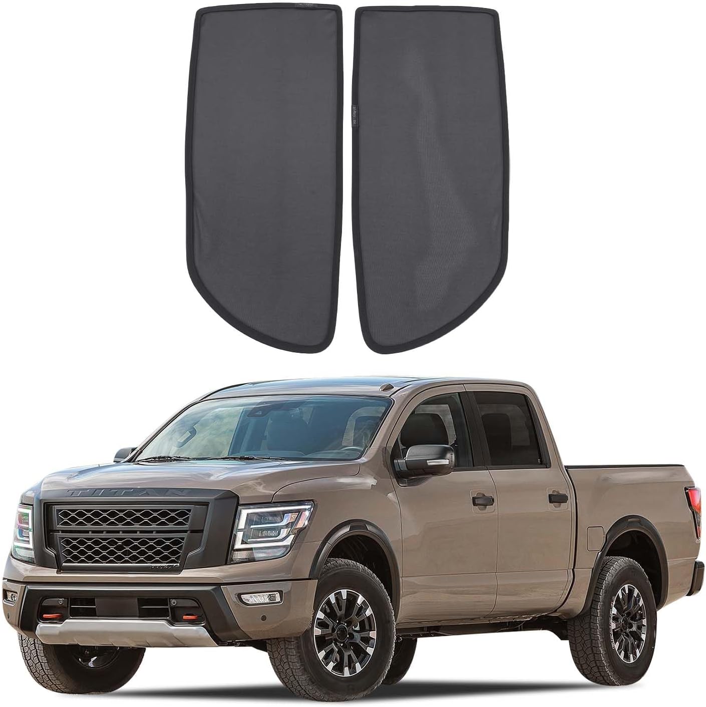Car Rear Trunk Window Shades Compatible with Nissan Titan 2016-2023, Trunk Window Screens Mesh Sun Shade Glare Shield and UV Rays Protection and Keeps Vehicle Cool, 2PCS