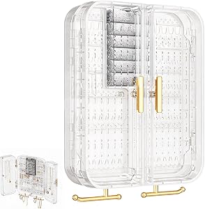 No Drill Wall Mounted Acrylic Jewelry Organizer, Necklace Earring Holder