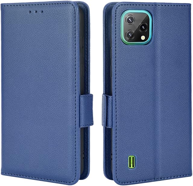 Unichthy Phone Case for Blackview A55 / OSCAL C60 4G Cover Flip Shockproof Litchi Pattern Anti-slip Wallet Case PU Leather Stand Magnetic Closure Folio Bumper Protective Phone Skin Navy Blue