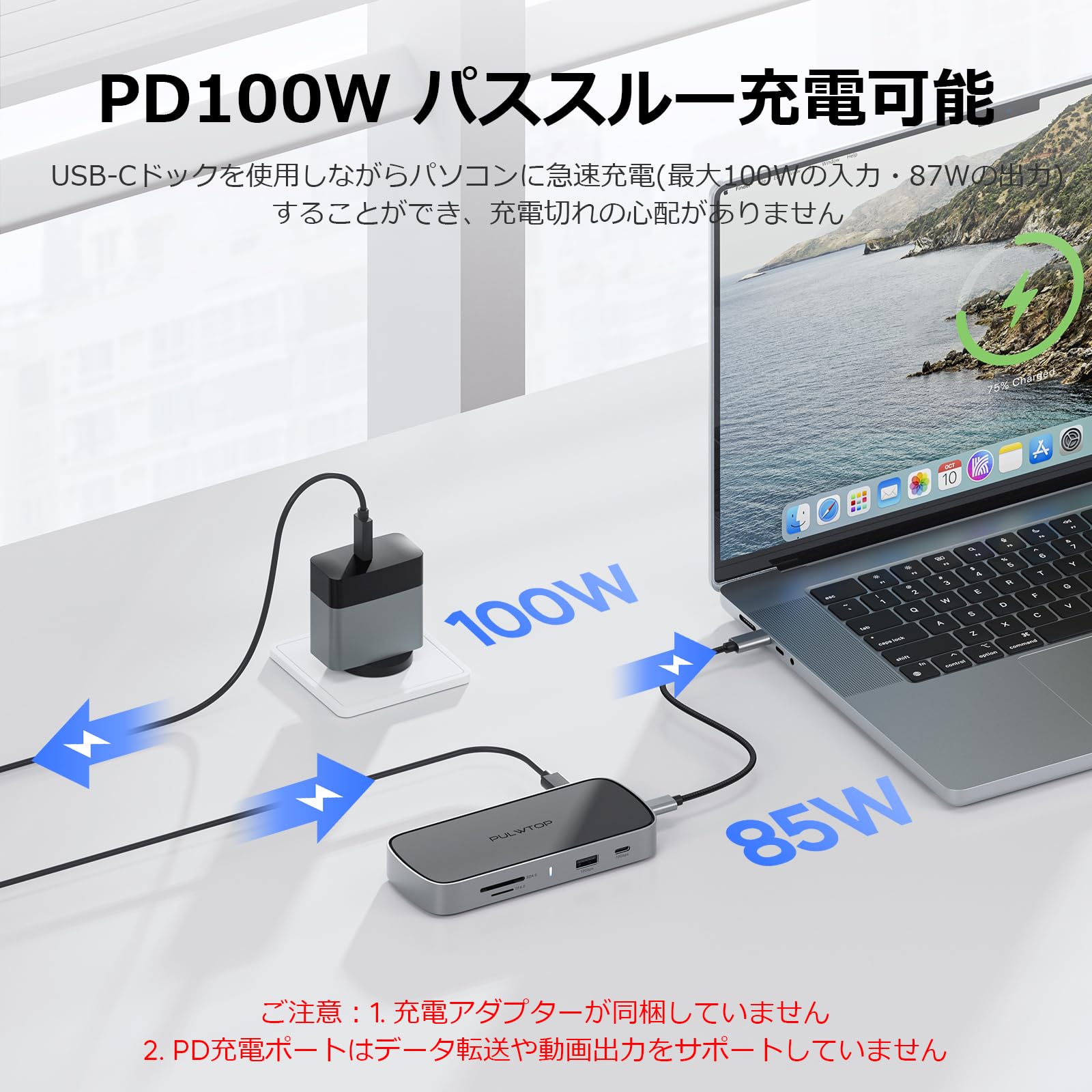 Amazon.co.jp: PULWTOP 10 in 1 Mini Docking Station USB C PC Dock 