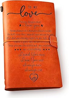 Romantic to My Love Leather Journal Notebook for Men Women- Engraved Vintage Leather Travel Journal Embossed Writing Journal Gift for Christmas Anniversary Wedding