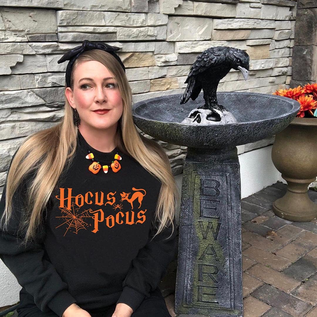 MNLYBABY Halloween Sweatshirt for Women Hocus Pocus Shirts Long Sleeve Black Cat Shirt Halloween Pullovers Sweatshirts Tops - Image 3