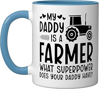 My Daddy Is A Farmer Daughter Farm Daughter Ceramic Mug, Blue/White