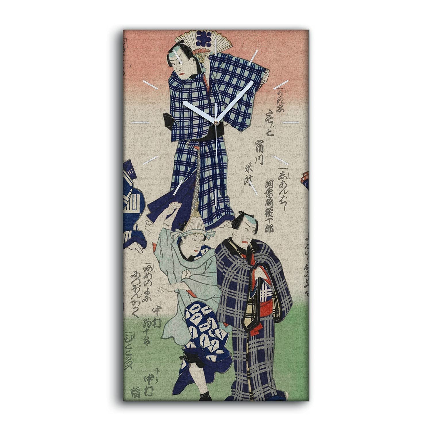 Horloge sur Toile Kimono Asiatique 30x60cm Salon Chambre