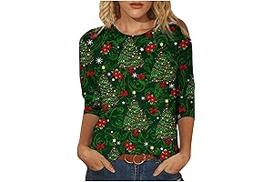 Glitter Xmas Tree Print Softball Ugly Christmas Sweater