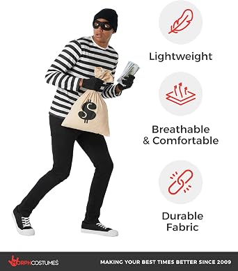 Morph Robber Costume Adults, Bandit Costume, Mens Cops and Robbers Halloween Costumes, Halloween Costumes For Men