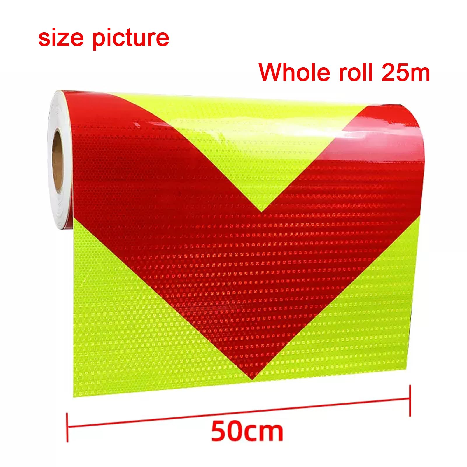 Cinta reflectante fluorescente Cinta de advertencia reflectante, adhesivo multicolor de 50 cm x 25 m for visibilidad nocturna en exteriores(Bright Red Yellow)