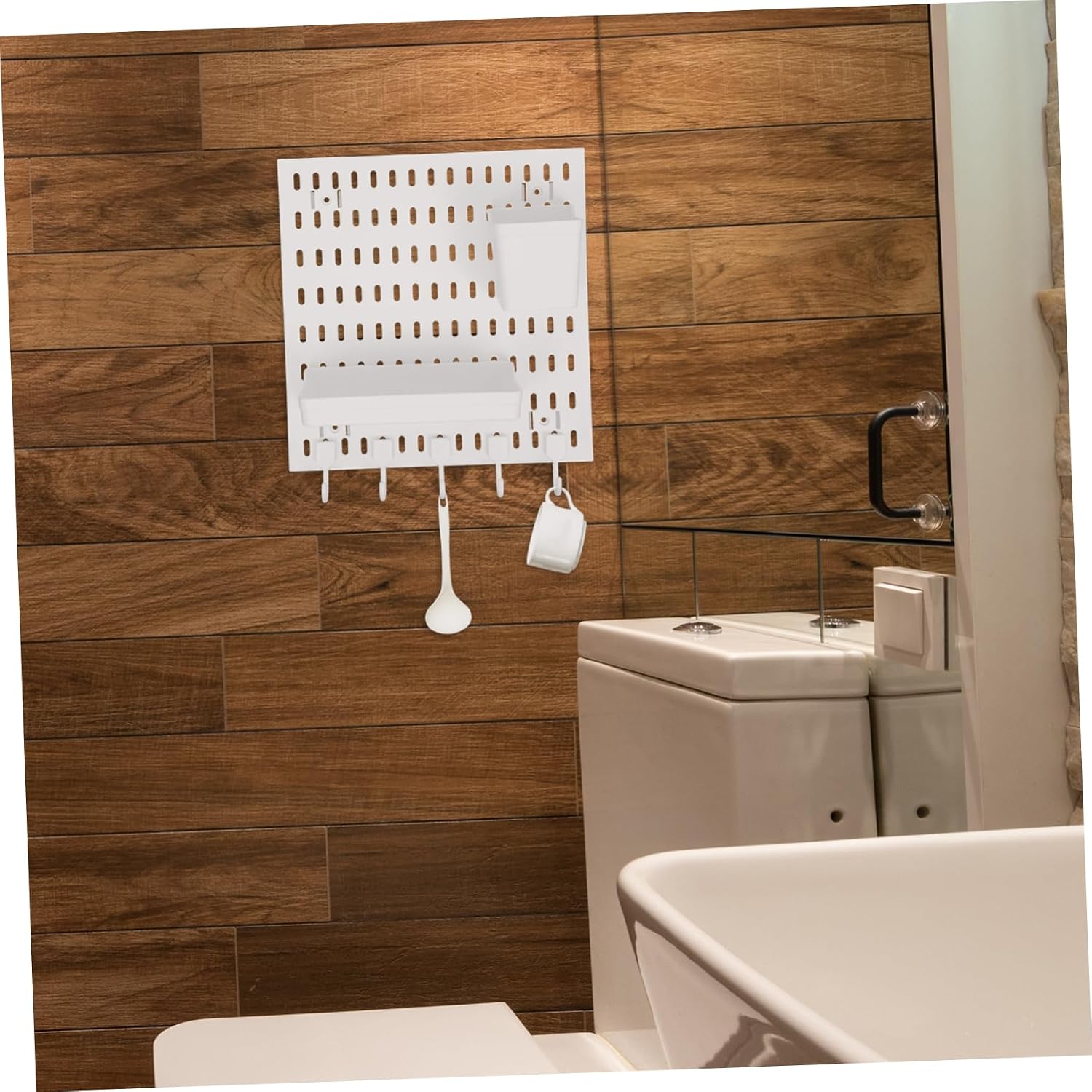 Ciieeo 1 Set Pegboard Wall Organizer Easy No Drill Installation Stylish Storage Panels with Hooks and Storage Box for Home Office and Garage Modern Wall Board for Efficient Organization