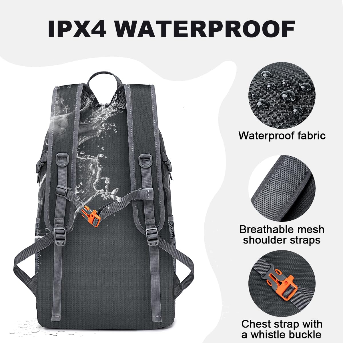 MIYCOO Backpack - Ultra Lightweight Packable Backpack for Travel Camping, Hiking Back Pack Waterproof Foldable Daypack for Men Women Grey - Image 4